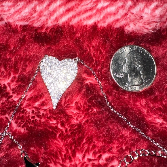 Diamonique Heart Pendant Necklace - Picture 5 of 6